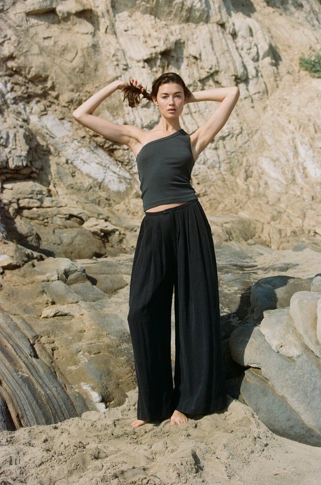 AD1010 | Knit Organic Cotton One Shoulder Sleeveless Top