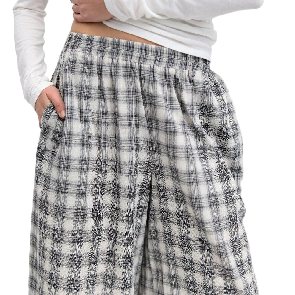 The Clara Pants | Plaid Wide Leg Linen Pants
