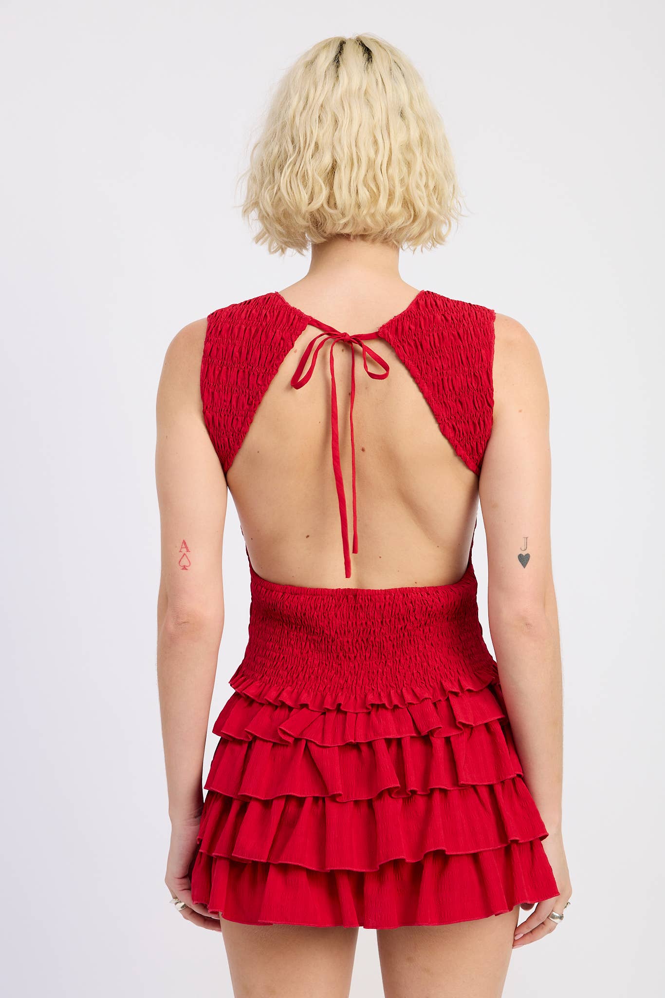 SMOCKED SLEEVELESS TOP WITH OPEN BACK