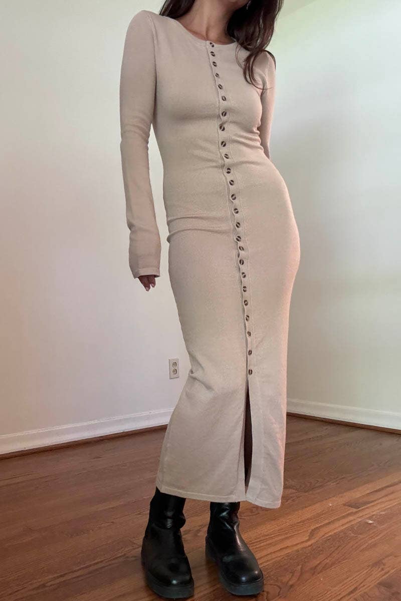 Boat Neck Sweater Maxi Dress