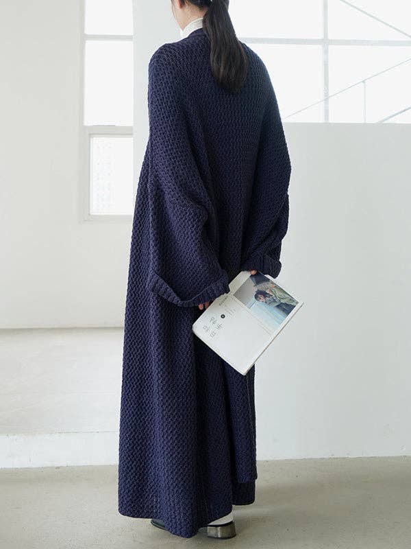 Urban Loose Over Size Solid Color Thick Thread Knitting Cardigan Coats