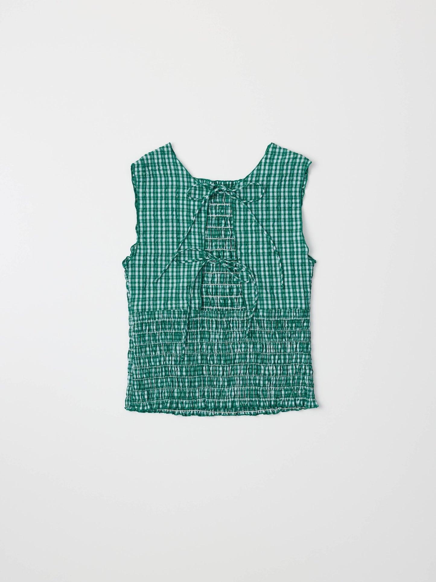 The Ebony Top | Smocked Plaid Tie-Back Top