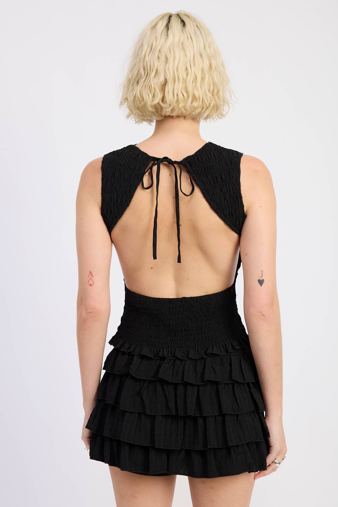 SMOCKED SLEEVELESS TOP WITH OPEN BACK