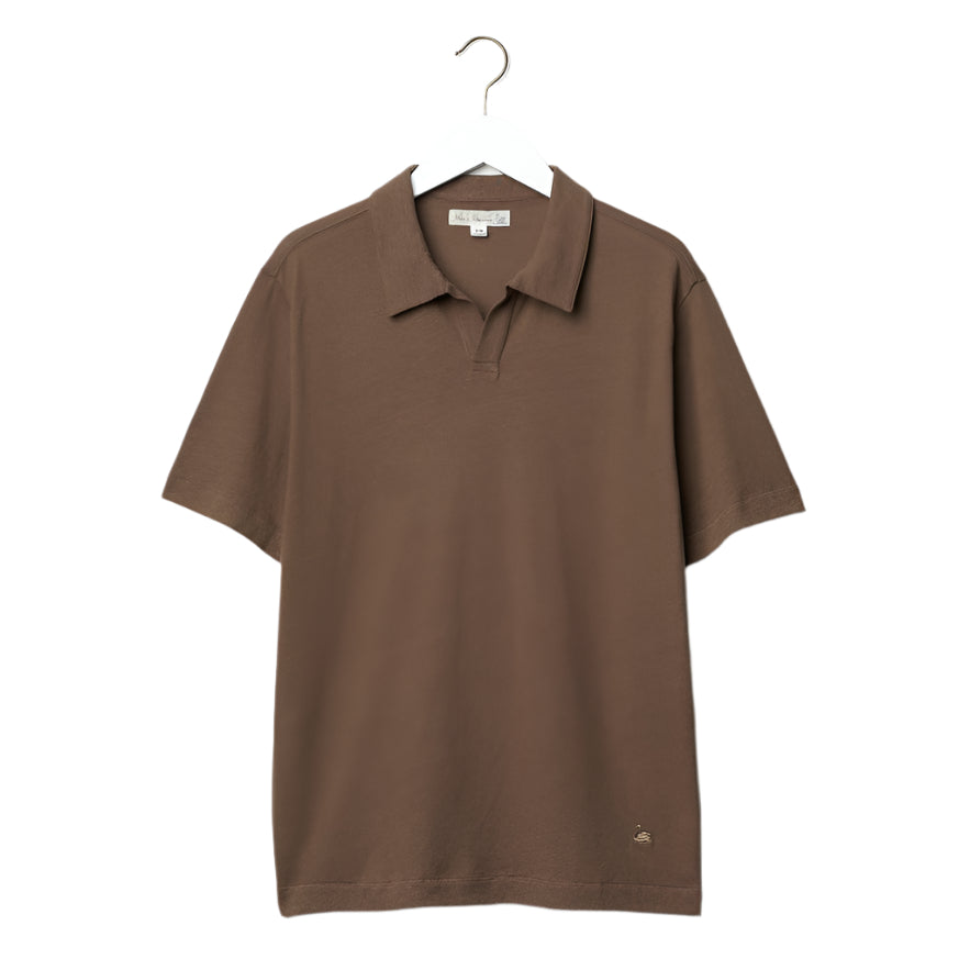 LINEN02 polo shirt, linen-organic cotton, 4oz/sq.yd., relaxed fit - 061 FADED GRAIN