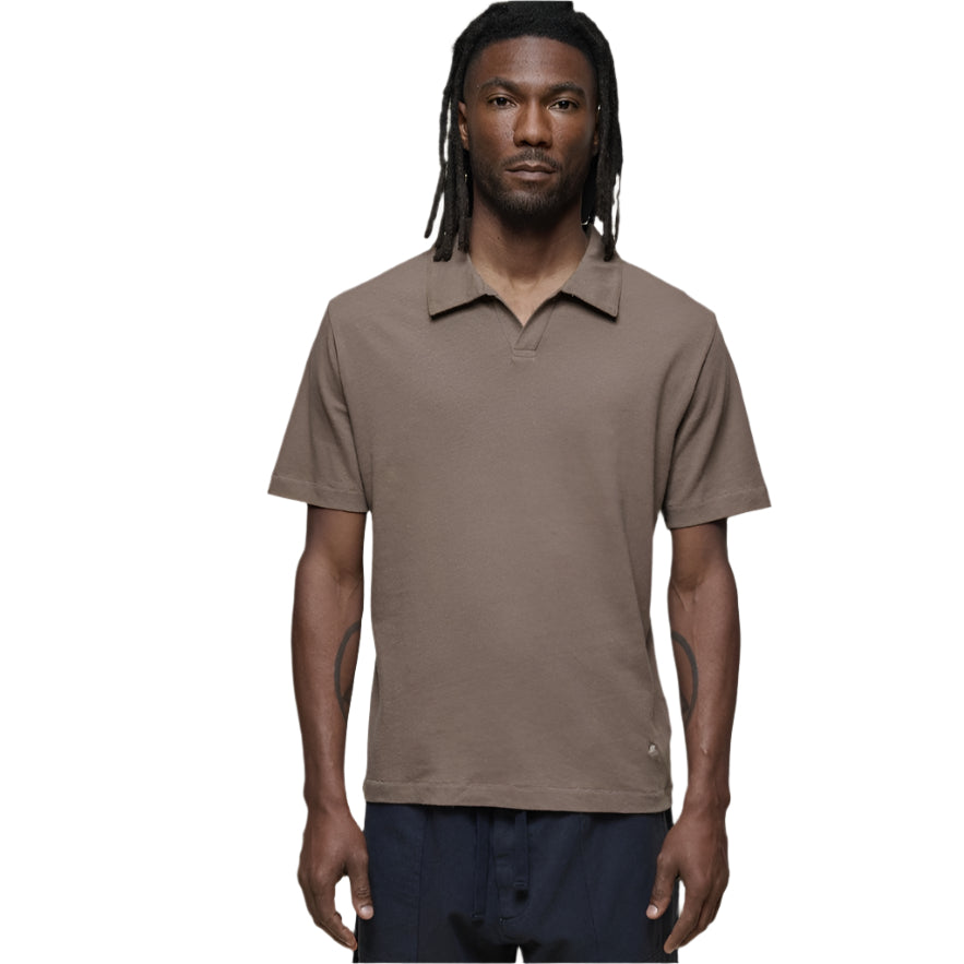 LINEN02 polo shirt, linen-organic cotton, 4oz/sq.yd., relaxed fit - 061 FADED GRAIN