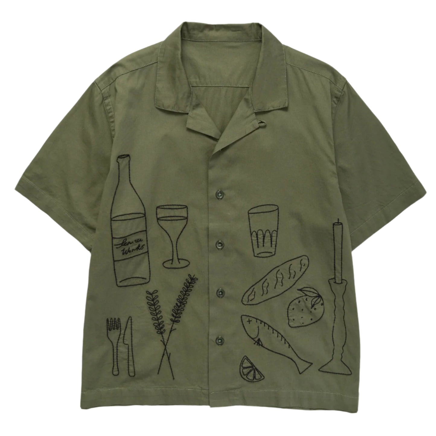 Light Twill Picnic Short Sleeve Shirt - OLIVE