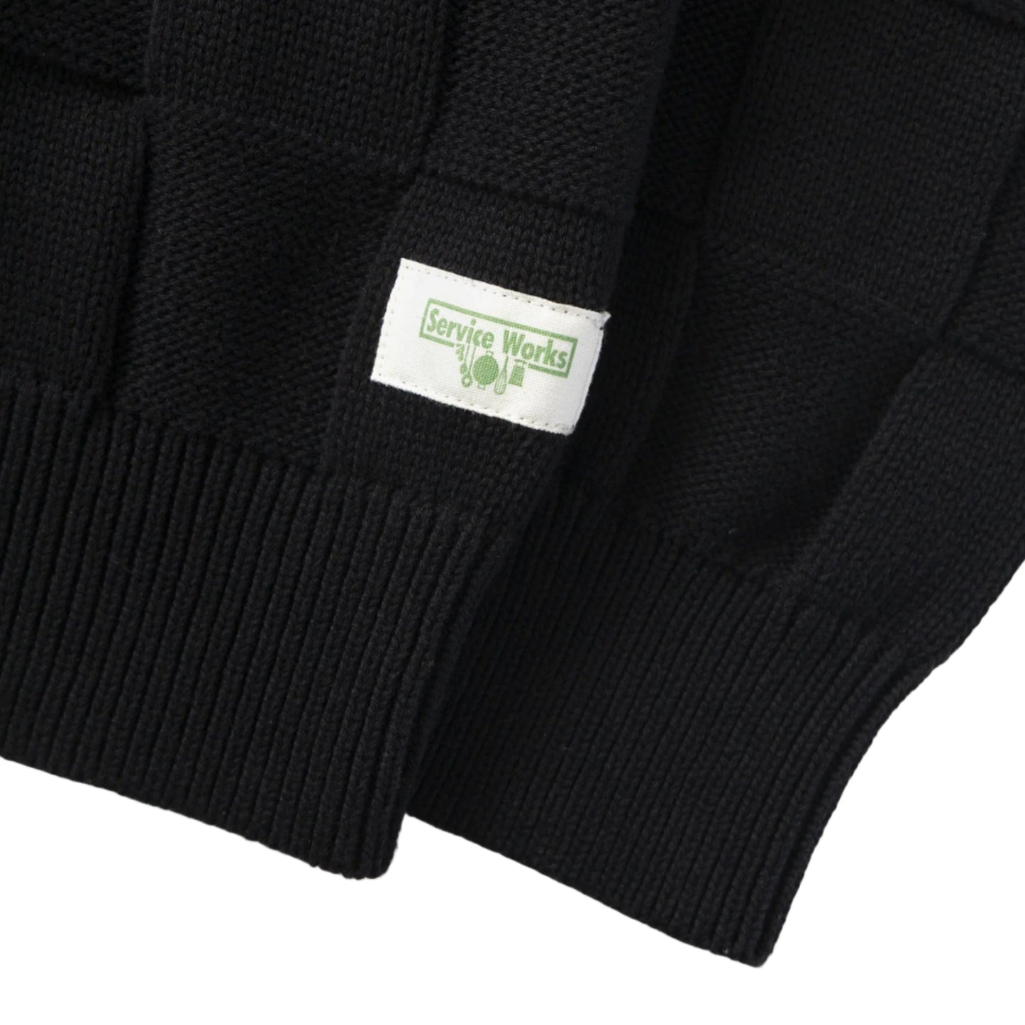 CHECK KNIT CREWNECK - BLACK