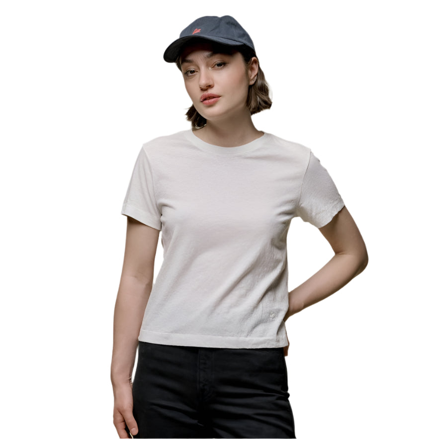 WHPT02C women's T-shirt, cotton-hemp, 4,6oz/sq.yd., cropped relaxed fit - 01 white