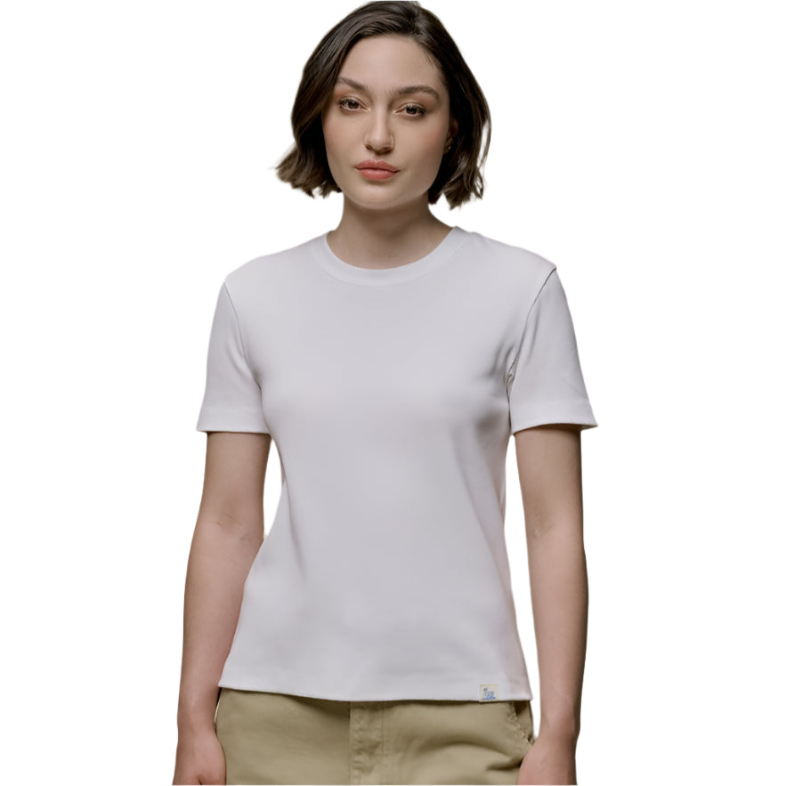 WRIBTEE01 women's ribbed T-shirt, organic cotton, 7,2oz/sq.yd., narrow fit - 01 WHITE