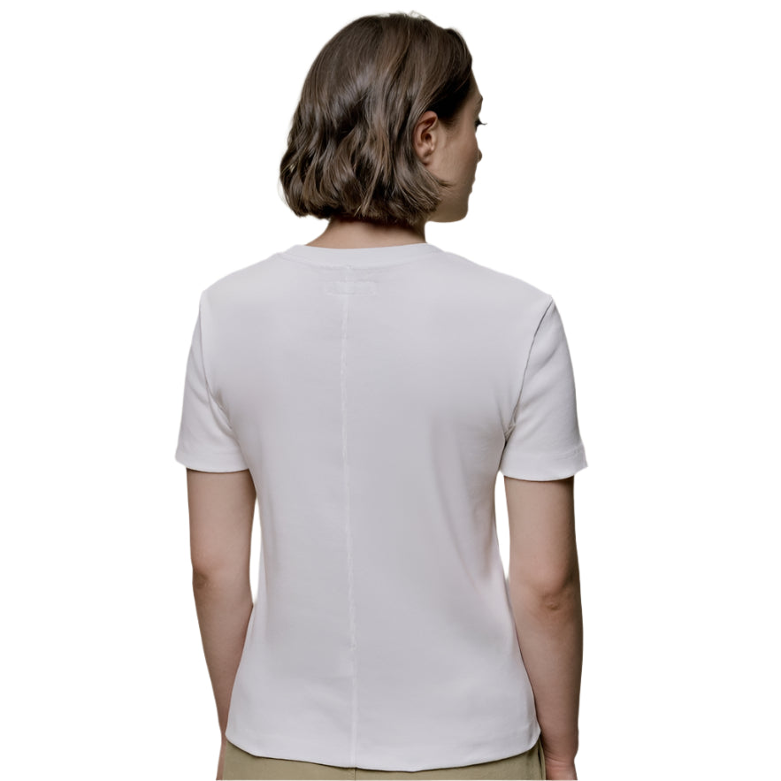 WRIBTEE01 women's ribbed T-shirt, organic cotton, 7,2oz/sq.yd., narrow fit - 01 WHITE