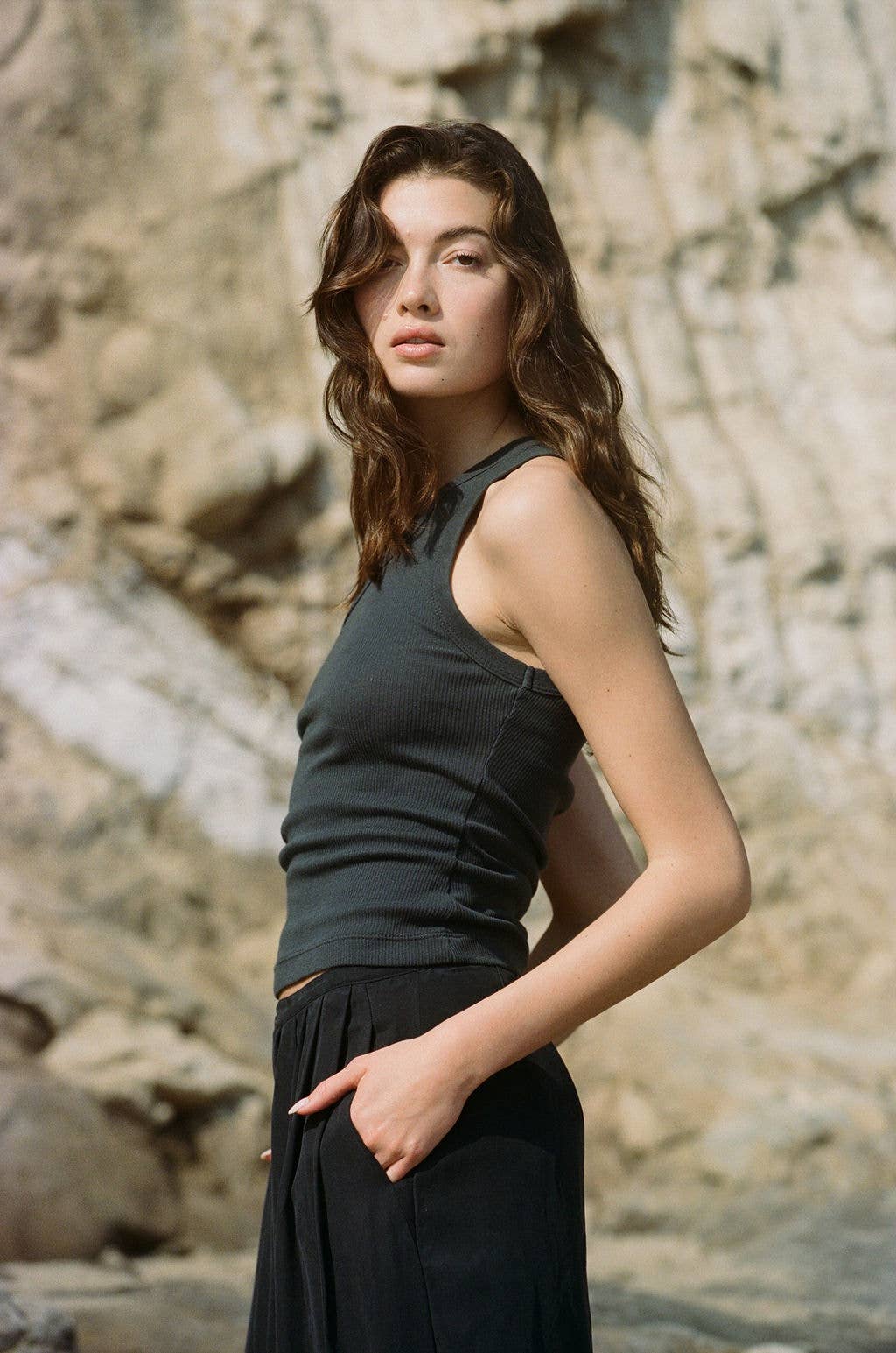 AD1010 | Knit Organic Cotton One Shoulder Sleeveless Top