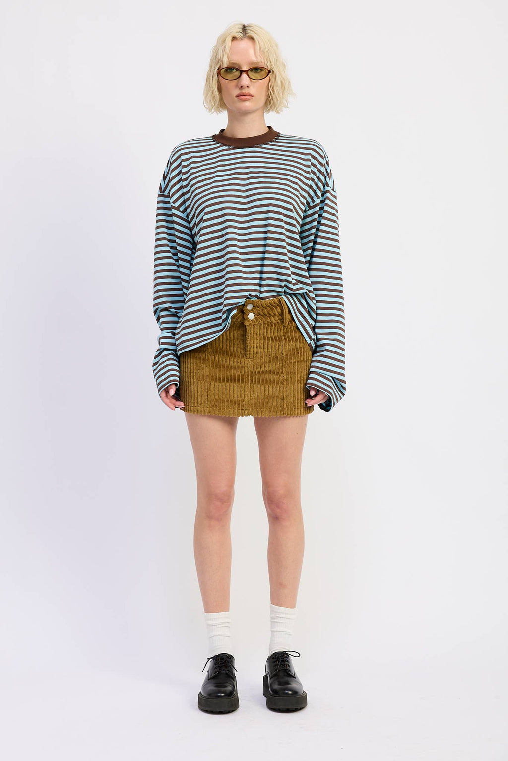 OVERSIZED STRIPED BASIC TOP