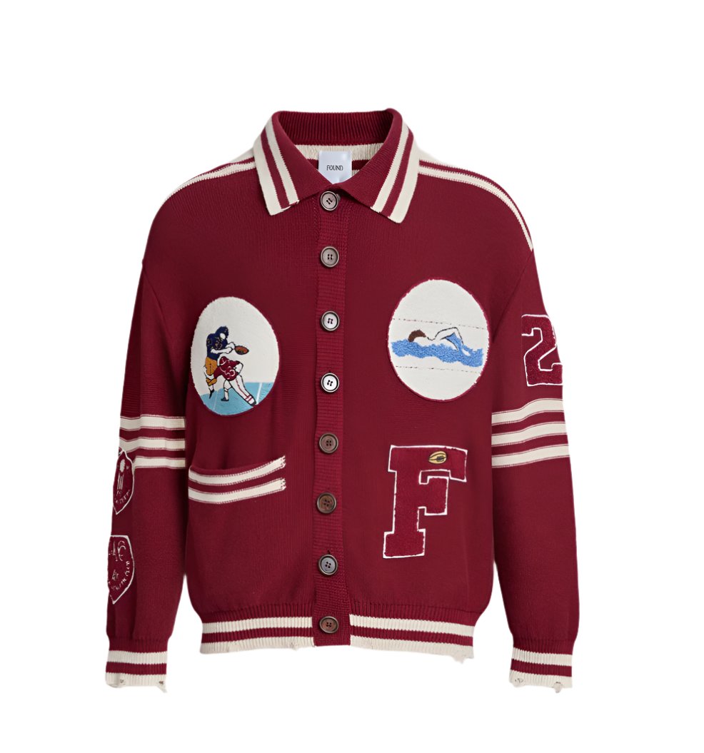 Fin Varsity Patch Collared Cardigan