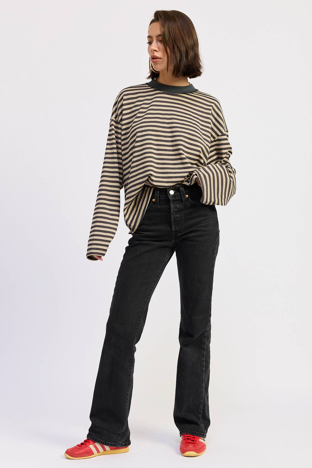 OVERSIZED STRIPED BASIC TOP
