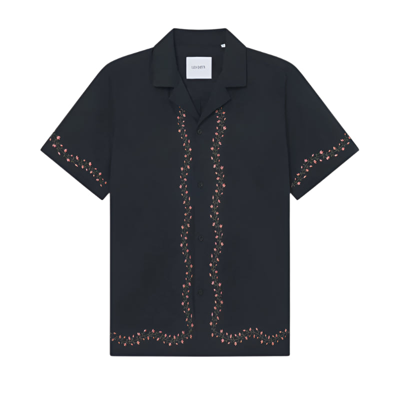Lesley Embroidery SS Shirt - BLACK