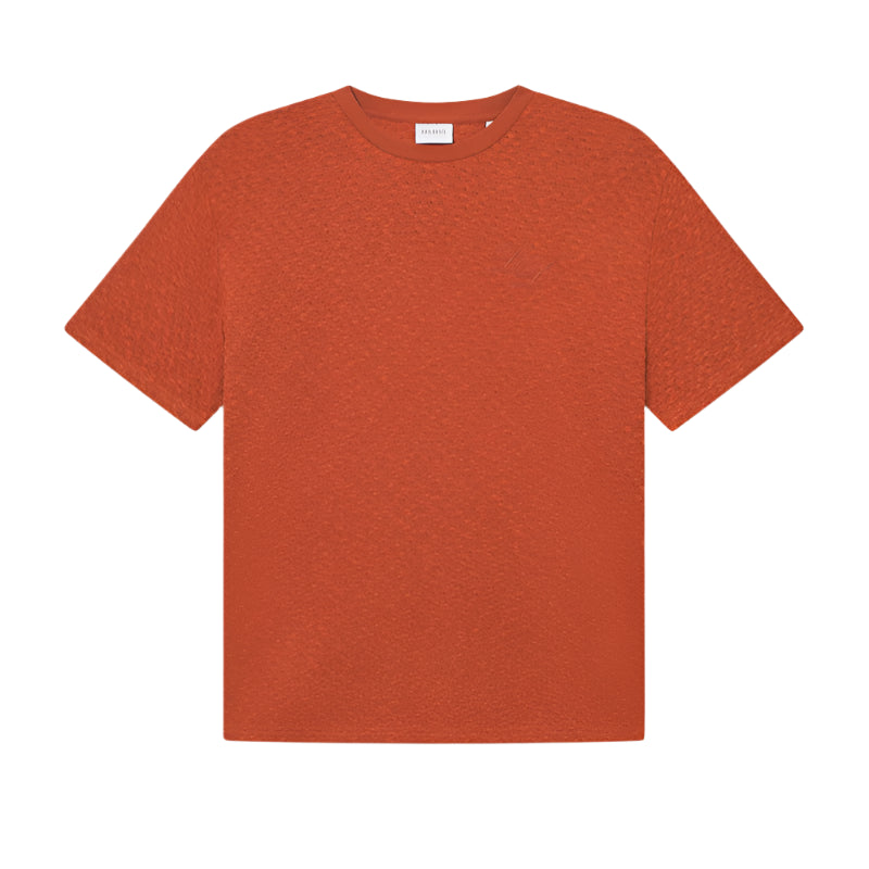 Bruce Knitted Check T-shirt - POTTERS CLAY