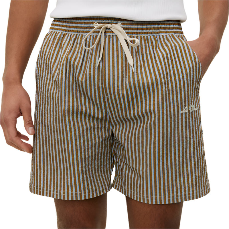Plant Green Stan Stripe Seersucker Swimshorts