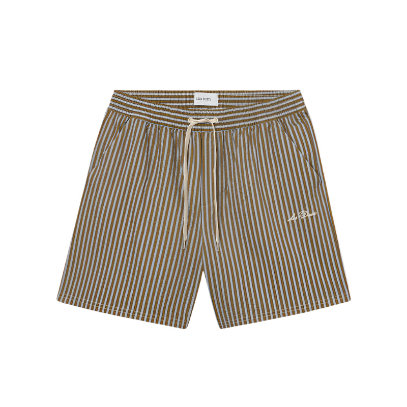 Plant Green Stan Stripe Seersucker Swimshorts