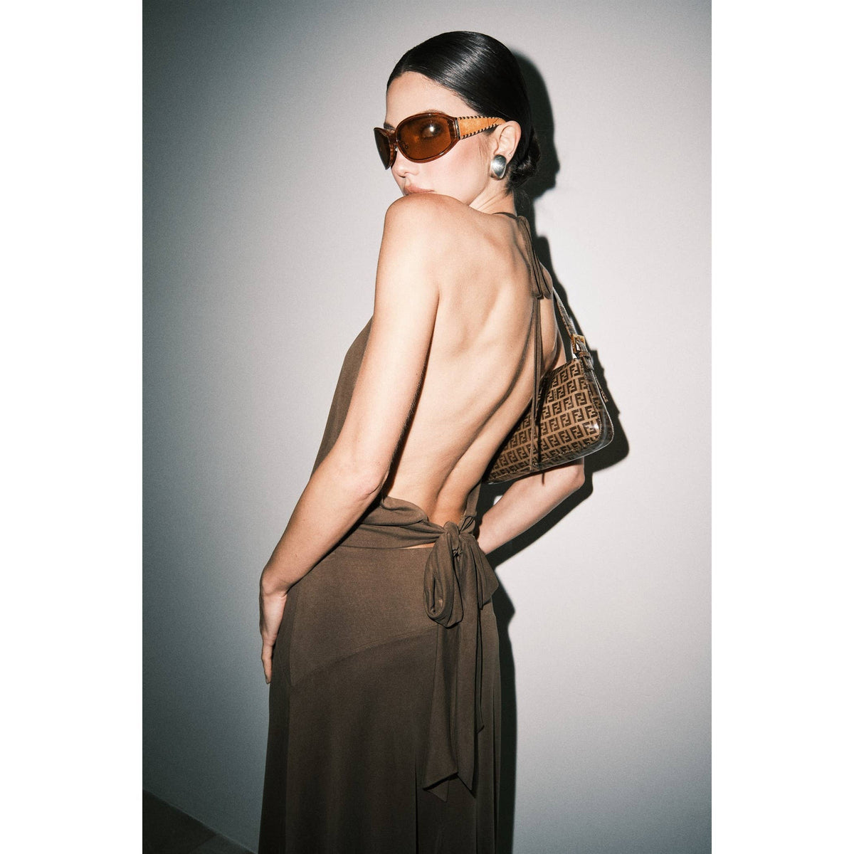 Frankie Matte Jersey Gathered Halter Bias-Cut Maxi Set