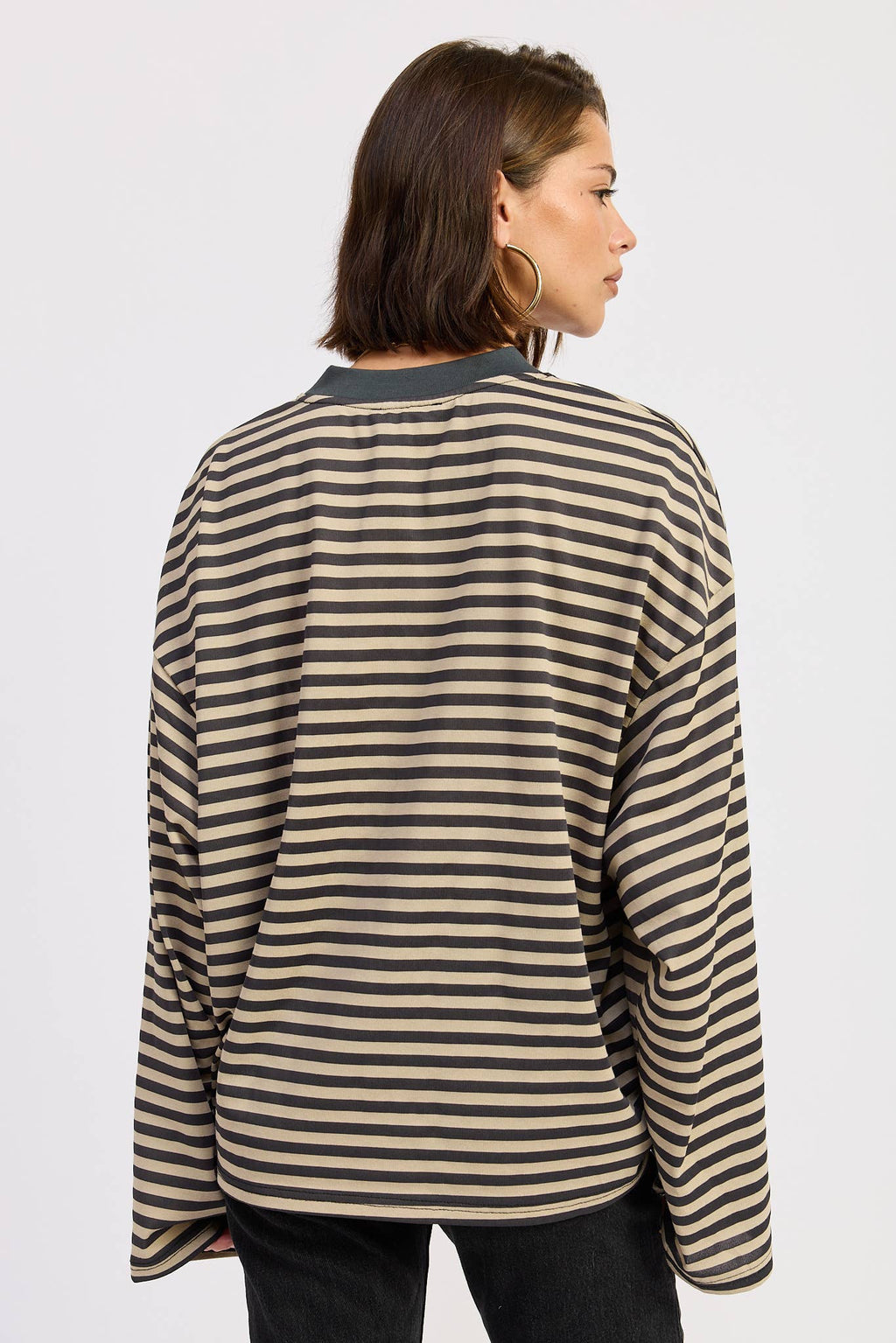 OVERSIZED STRIPED BASIC TOP