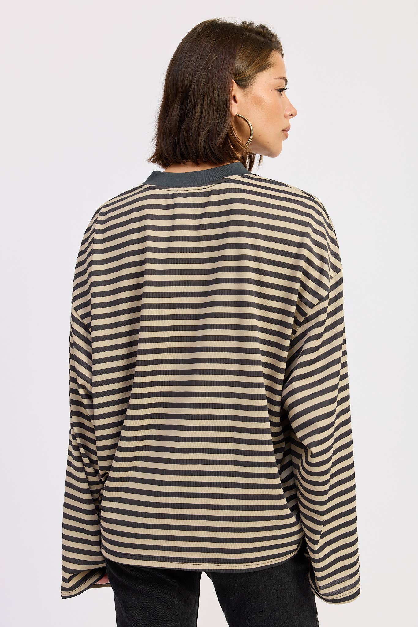 OVERSIZED STRIPED BASIC TOP