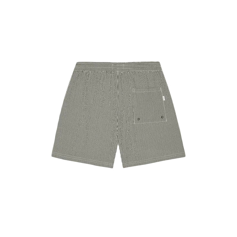 Stan Stripe Seersucker Swim Shorts - BLACK