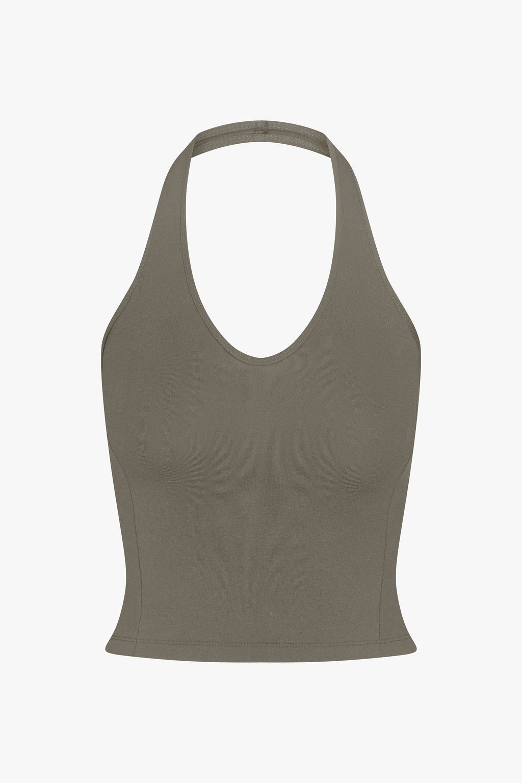 SPORTY HALTER TOP IN TAUPE
