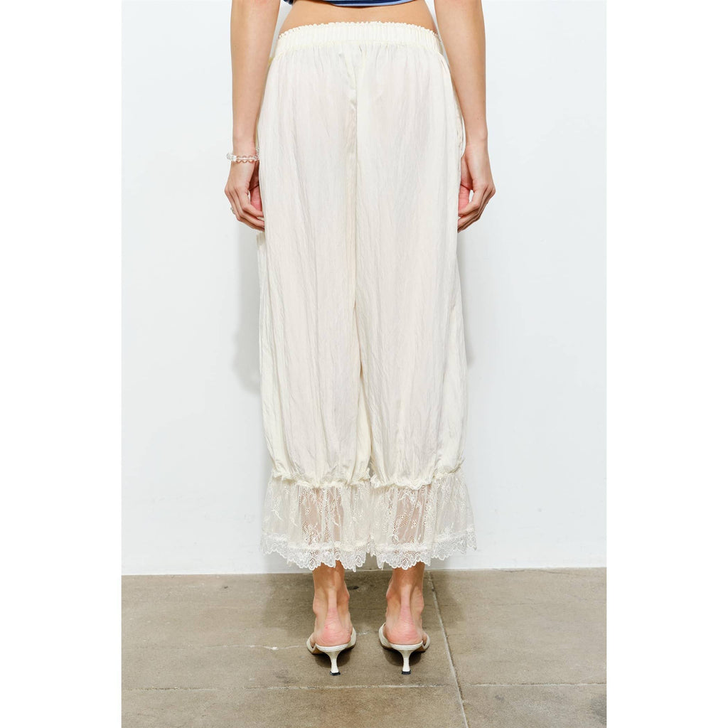 Spencer Crinkle Satin Lace-Trim Bloomer Pants