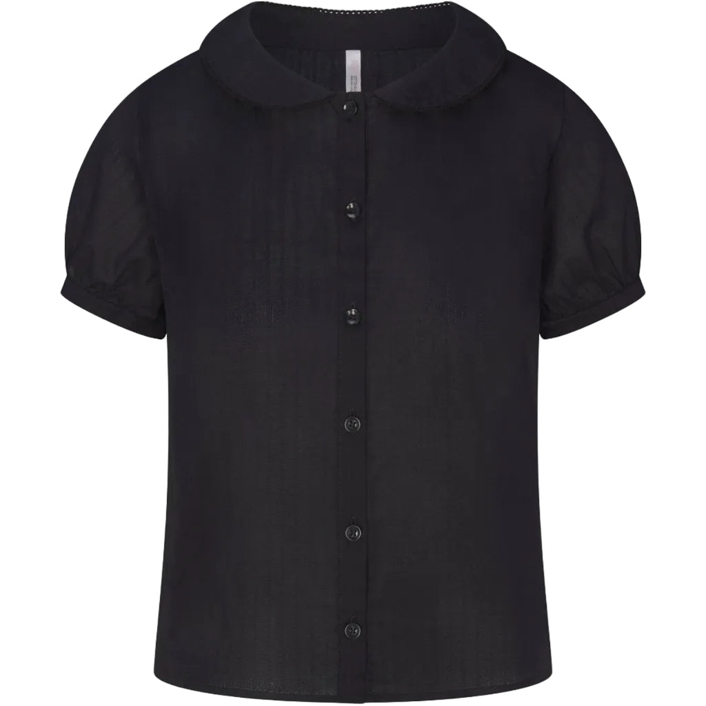 PUFF SLEEVE BUTTON DOWN IN ONYX DOBBY