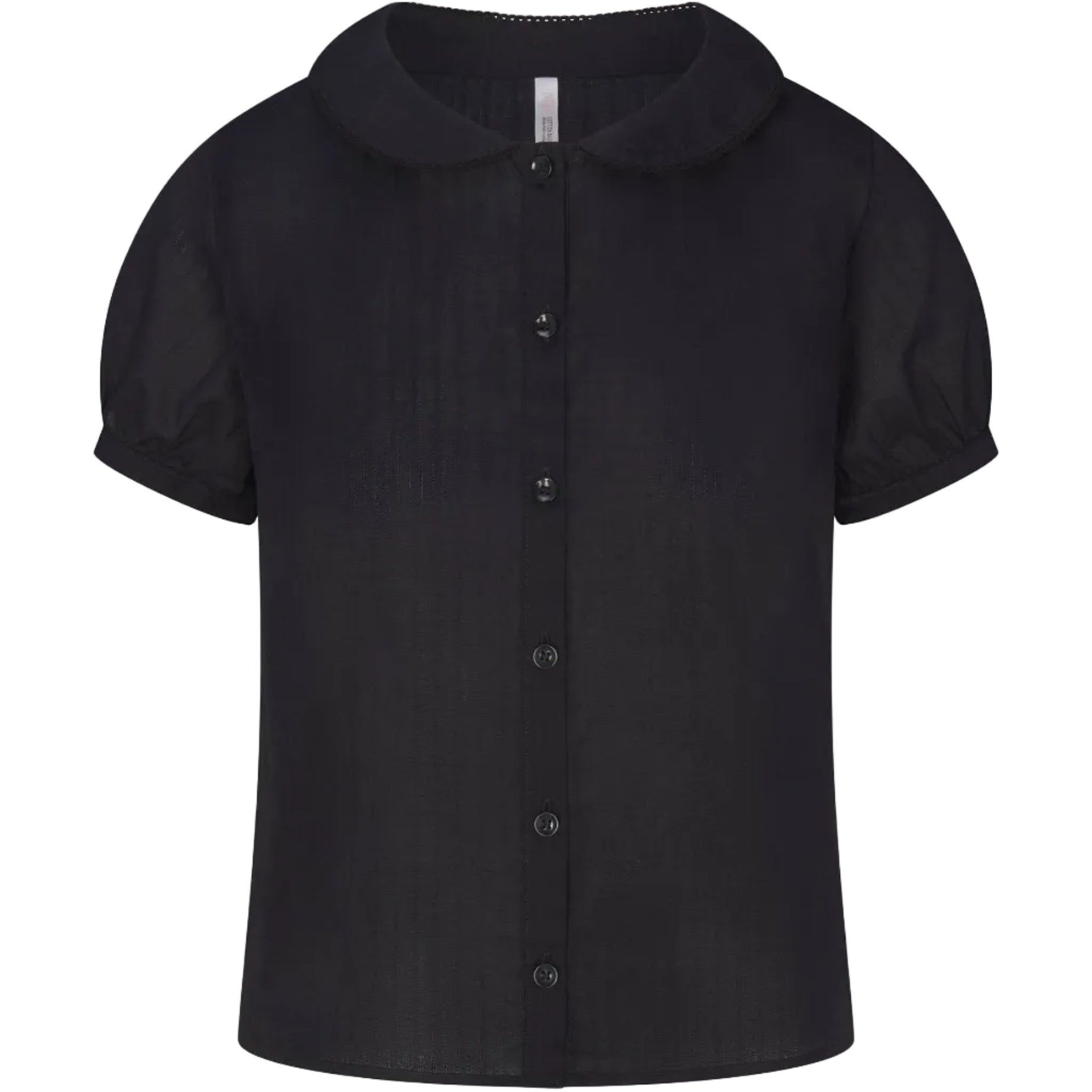 PUFF SLEEVE BUTTON DOWN IN ONYX DOBBY