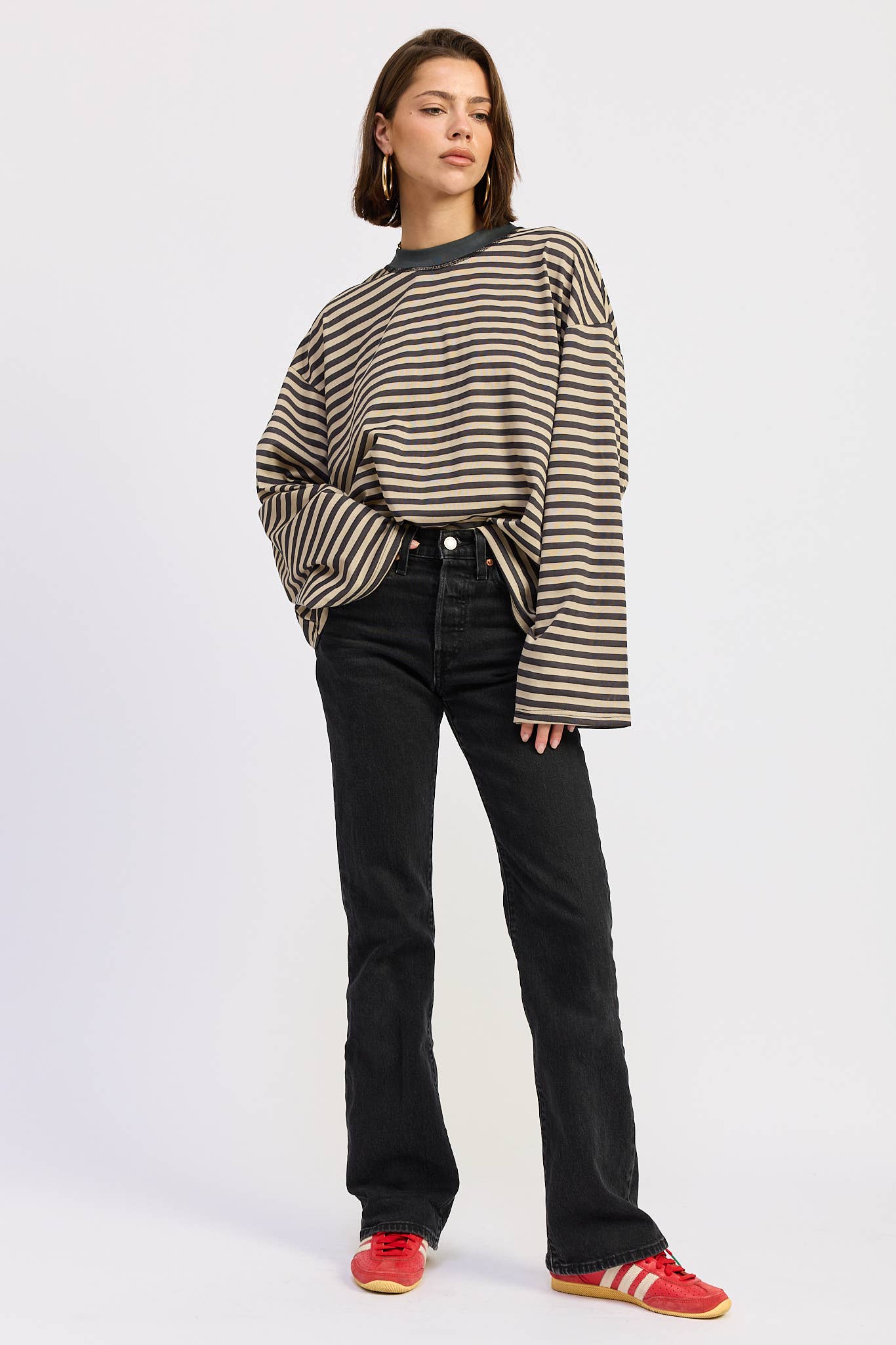 OVERSIZED STRIPED BASIC TOP