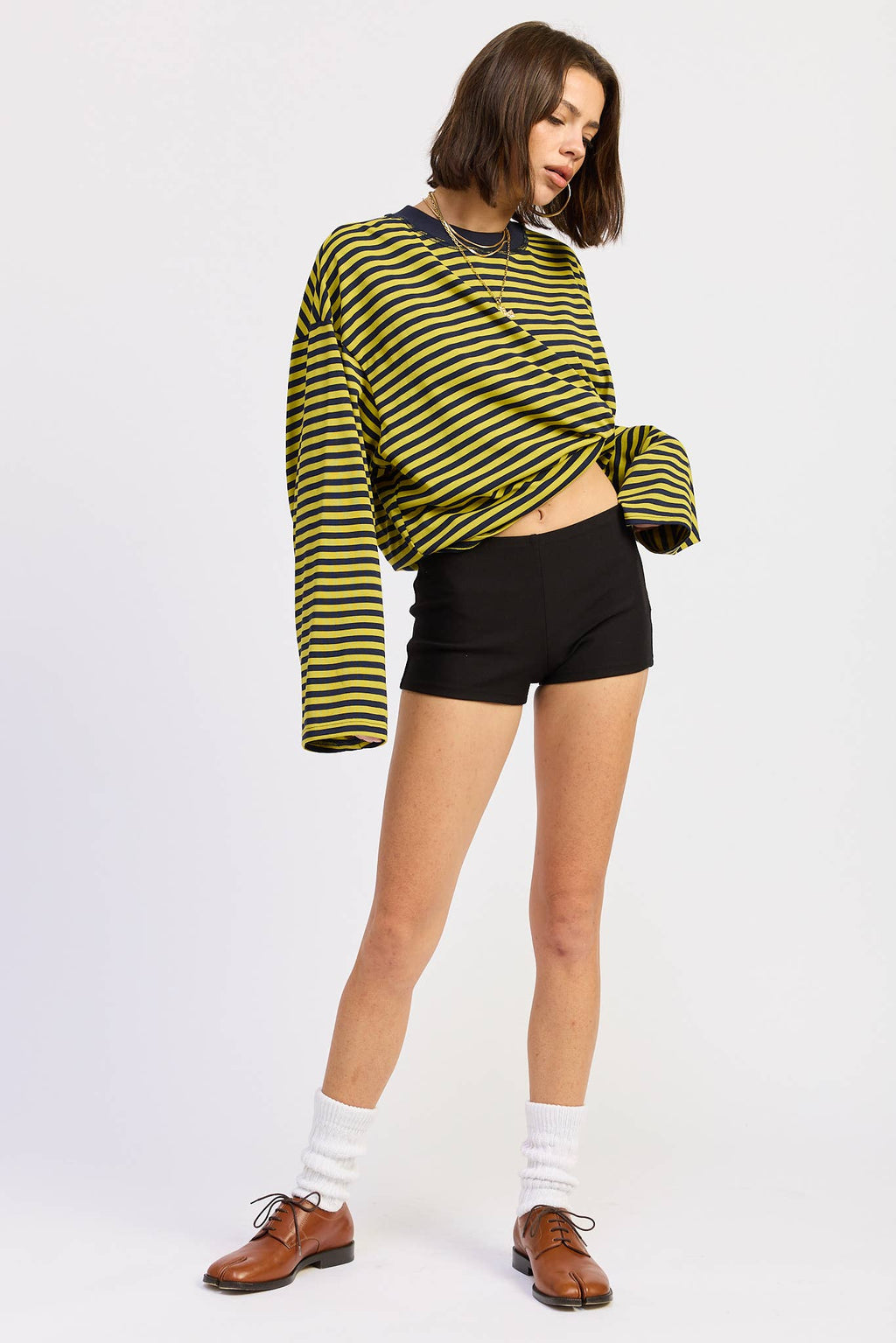 OVERSIZED STRIPED BASIC TOP