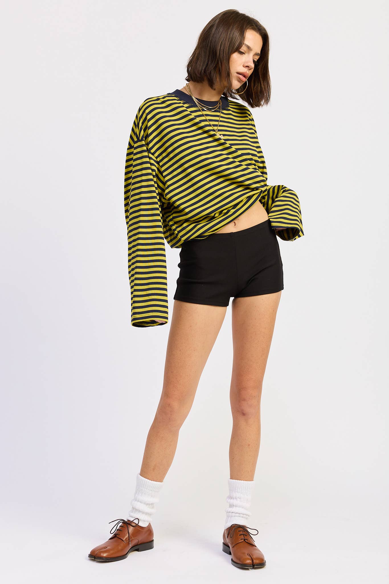 OVERSIZED STRIPED BASIC TOP