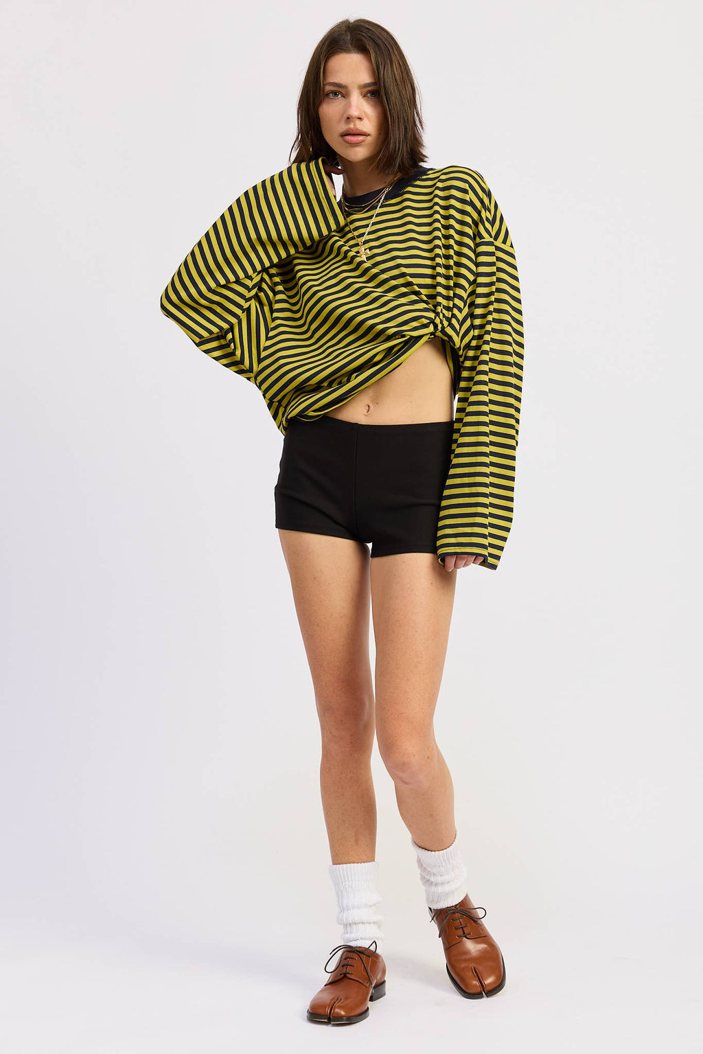 OVERSIZED STRIPED BASIC TOP