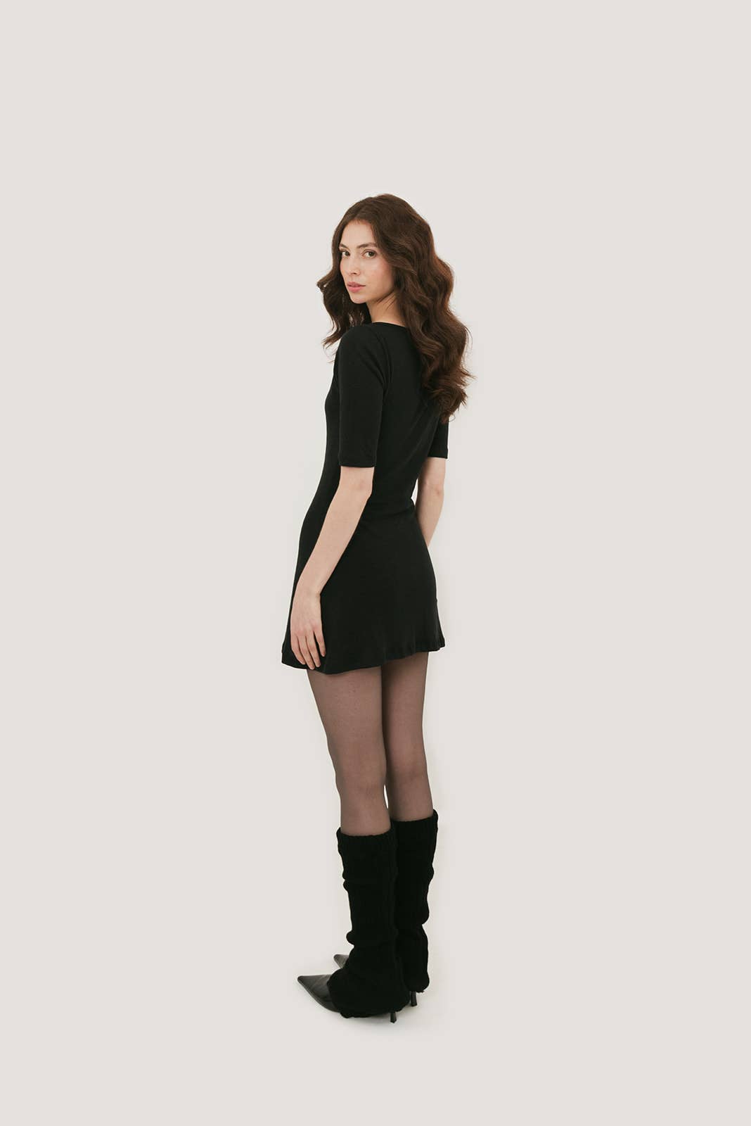 Camille Keyhole 3/4 Sleeve Mini Dress