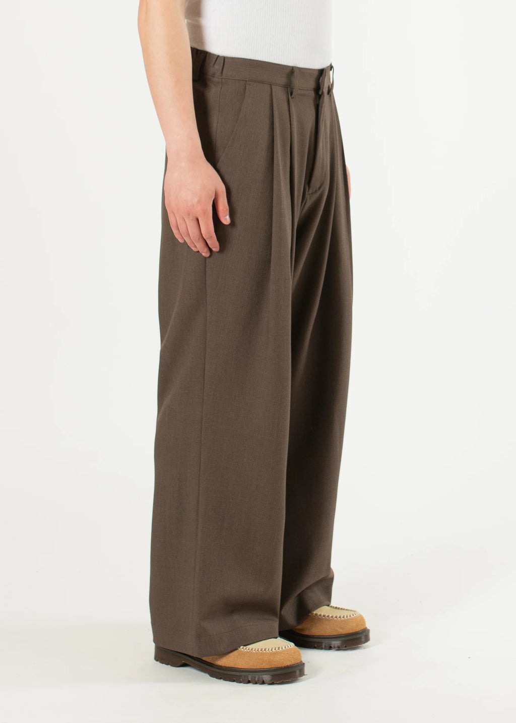 Pintuck Maxi Trousers - Brown