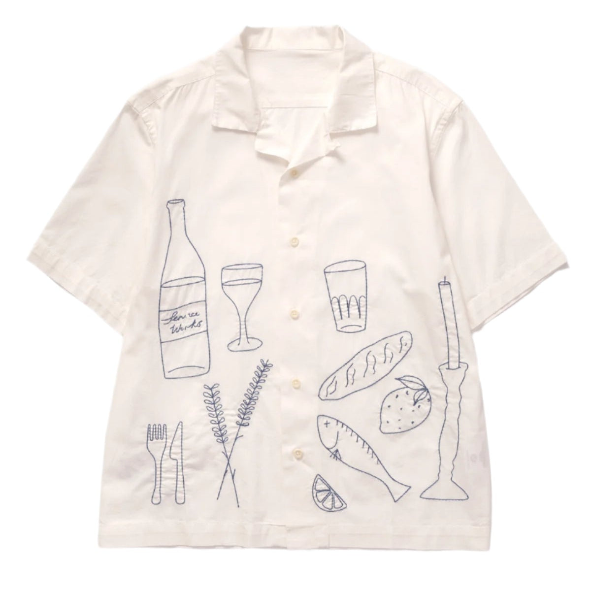 Light Twill Picnic Short Sleeve Shirt - OFF WHITE