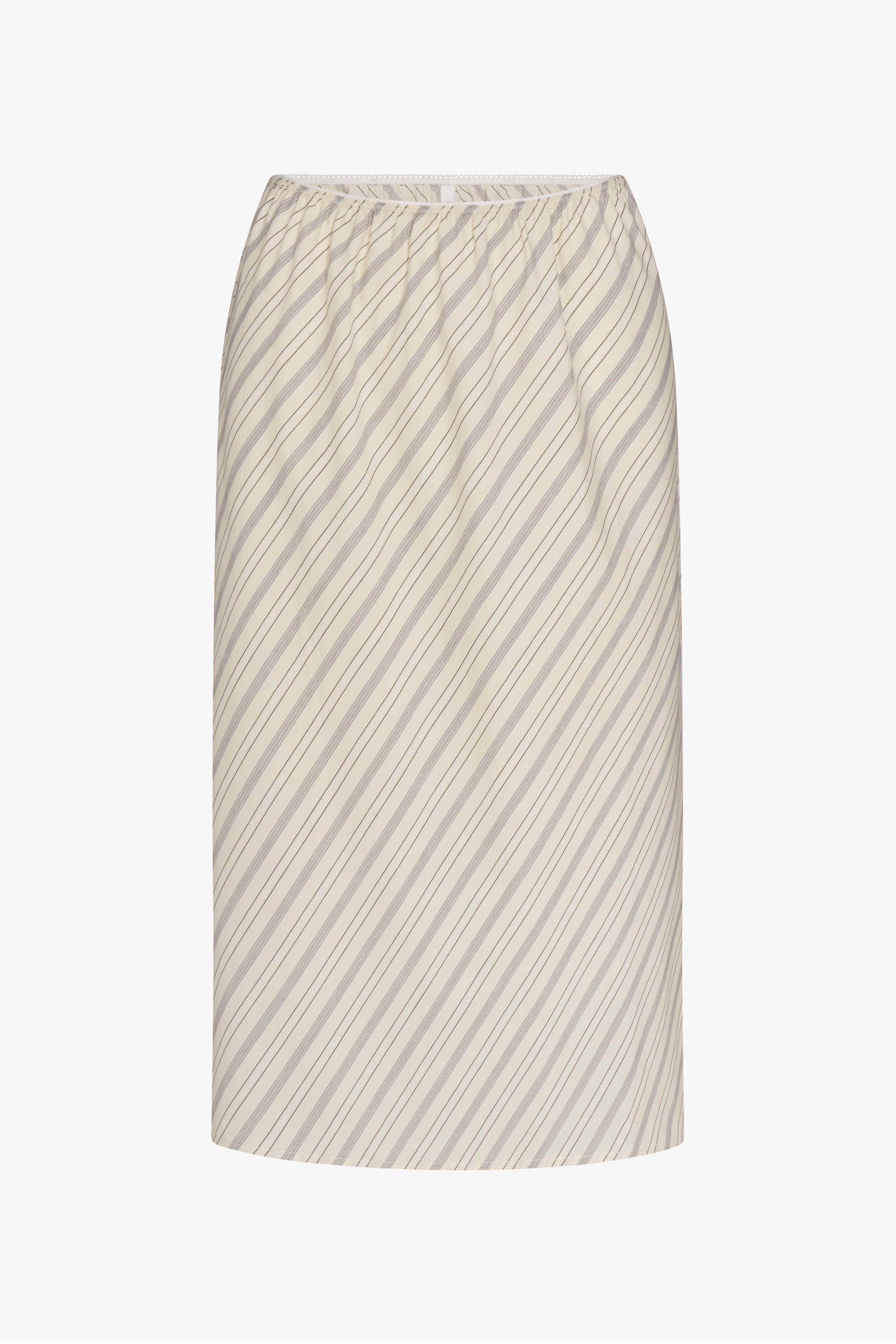 WOVEN BIAS MIDI SLIP SKIRT IN MERINGUE