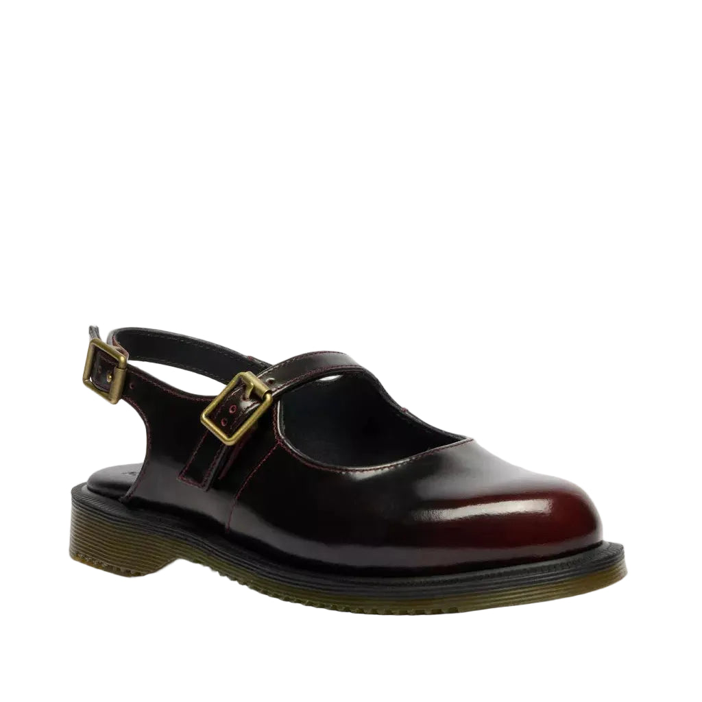 Madaline - Mary Jane Rub Off Leather Sling Back Shoes - Cherry Red Arcadia