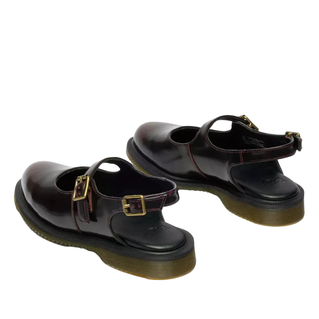 Madaline - Mary Jane Rub Off Leather Sling Back Shoes - Cherry Red Arcadia