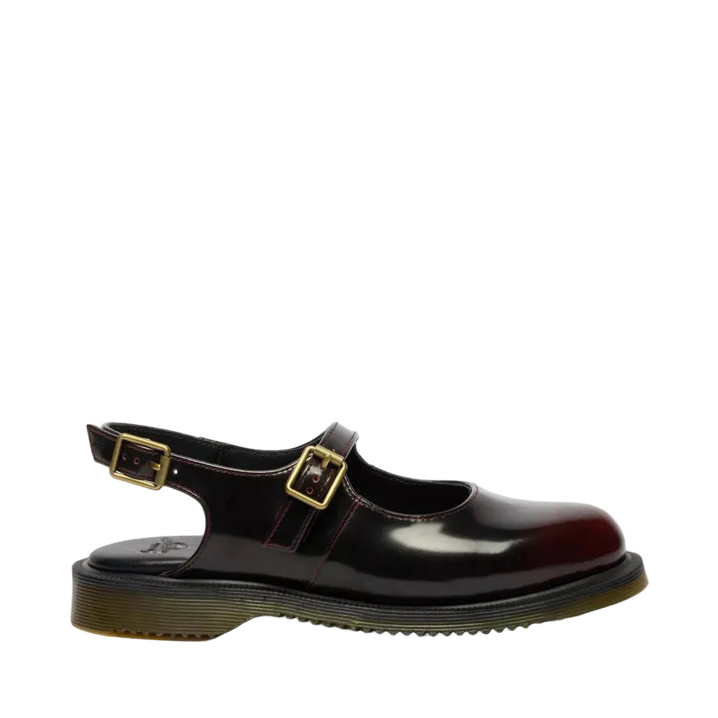 Madaline - Mary Jane Rub Off Leather Sling Back Shoes - Cherry Red Arcadia