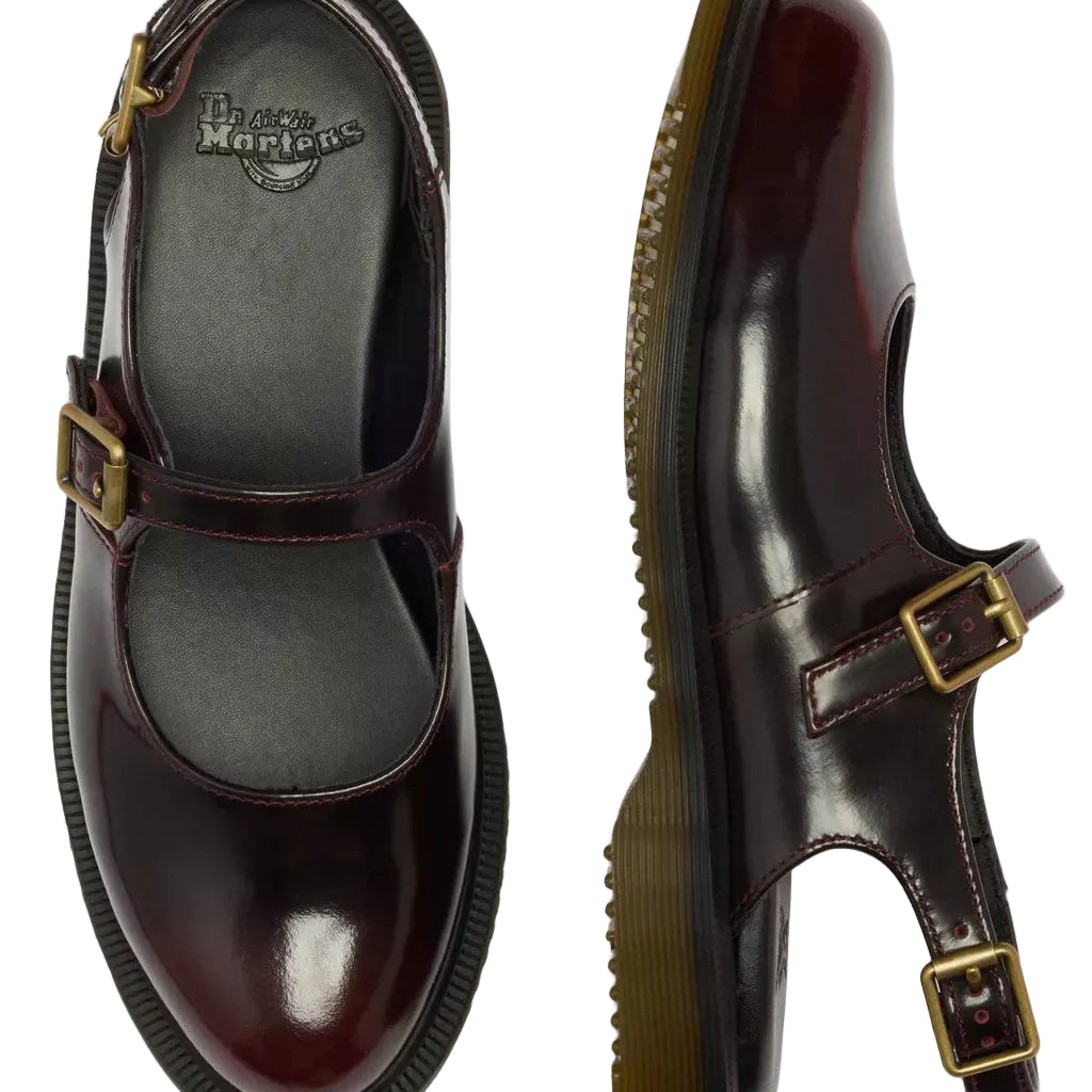 Madaline - Mary Jane Rub Off Leather Sling Back Shoes - Cherry Red Arcadia