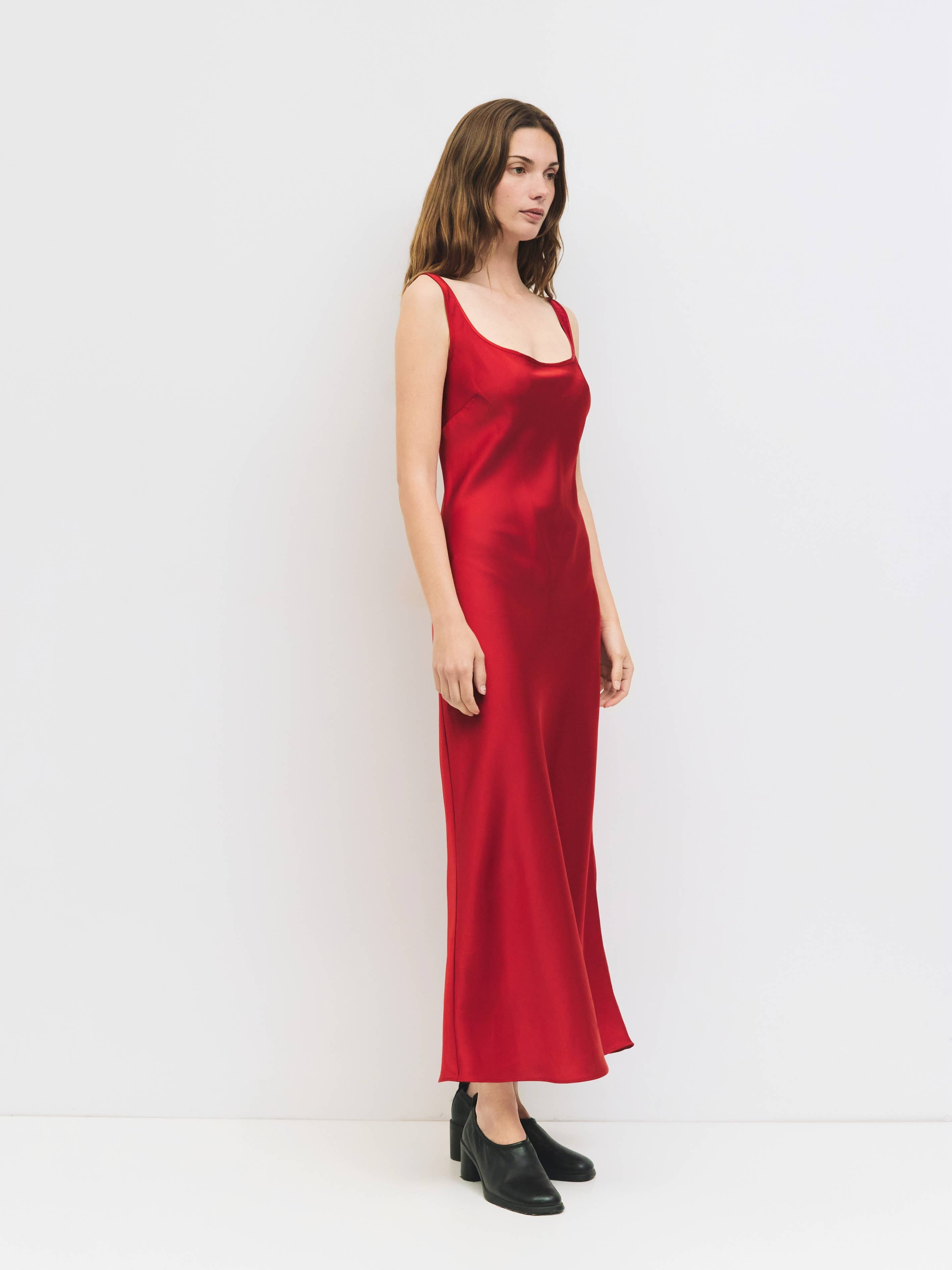 The Saylor Dress | Satin Midi Slip Dress