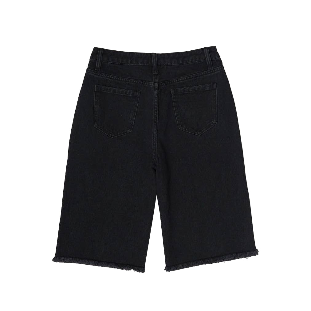 The Nova Shorts | Fringe Hem Bermuda Denim Shorts