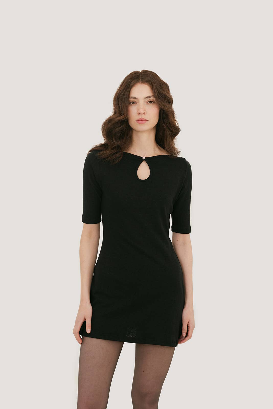 Camille Keyhole 3/4 Sleeve Mini Dress