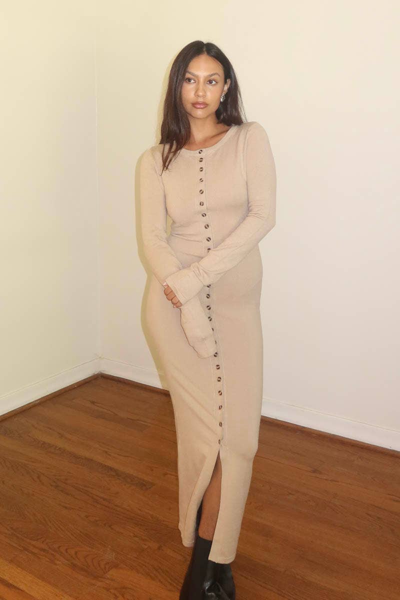 Boat Neck Sweater Maxi Dress