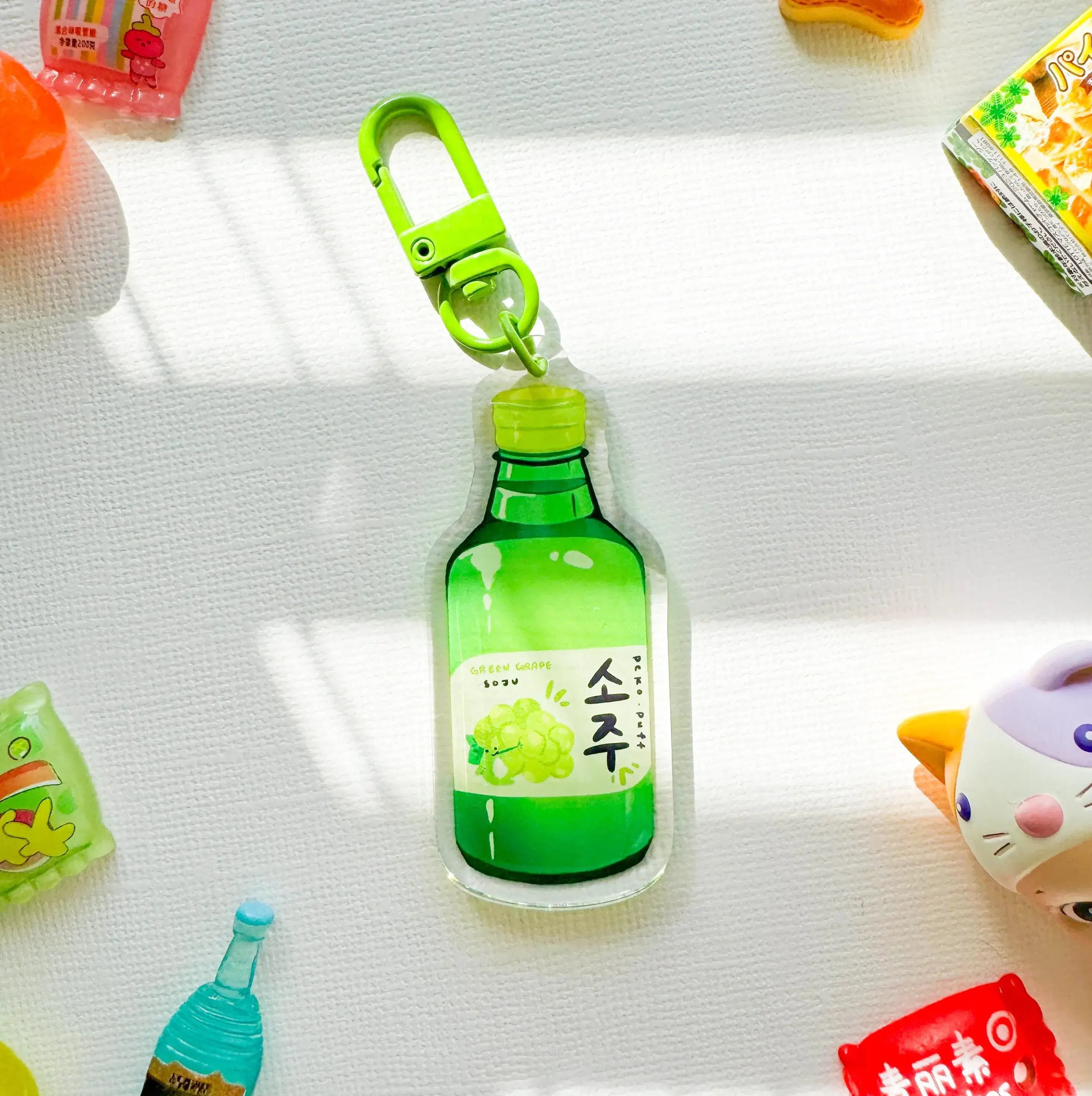 Strawberry Peach Green Grape Soju Acrylic Keychains