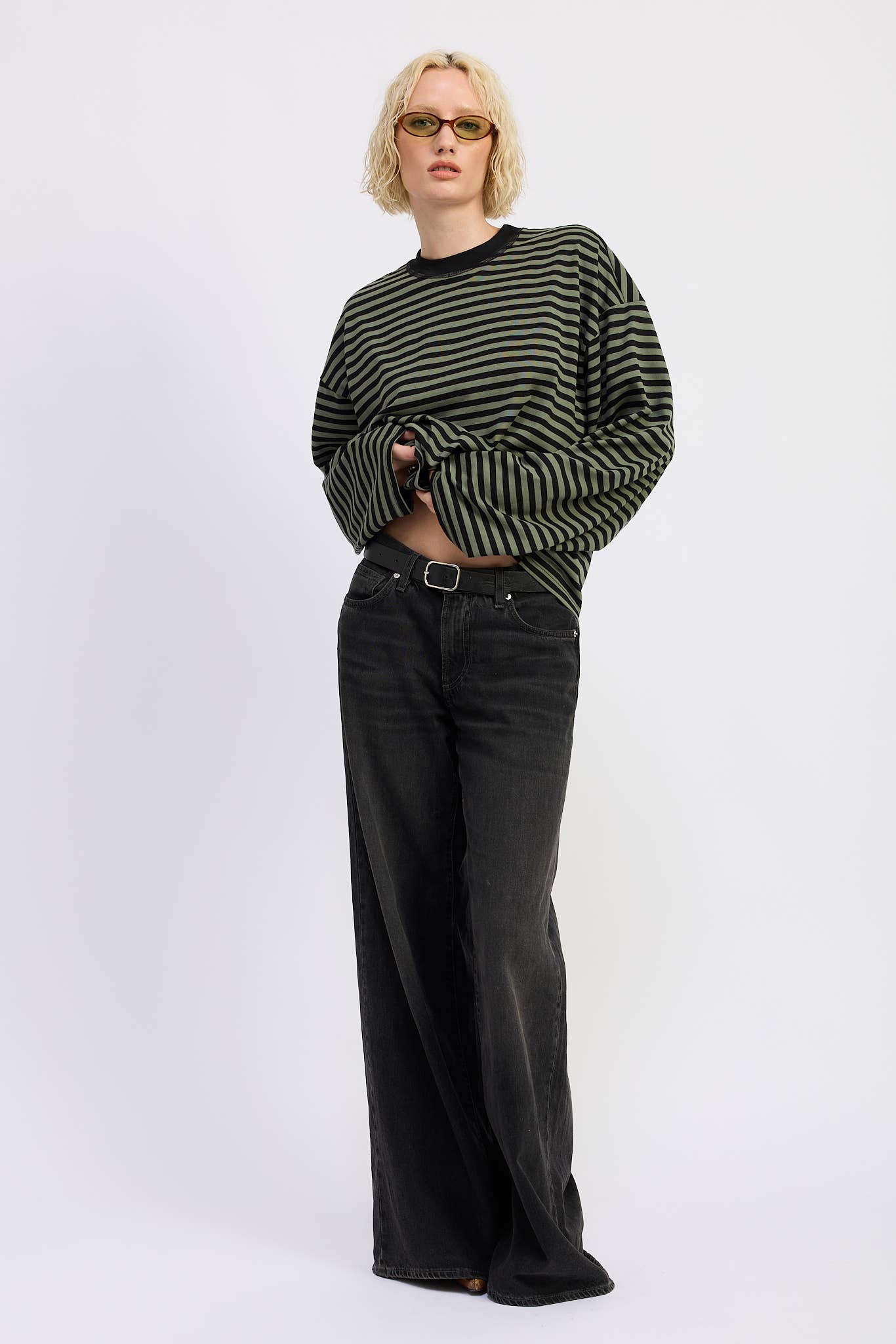 OVERSIZED STRIPED BASIC TOP