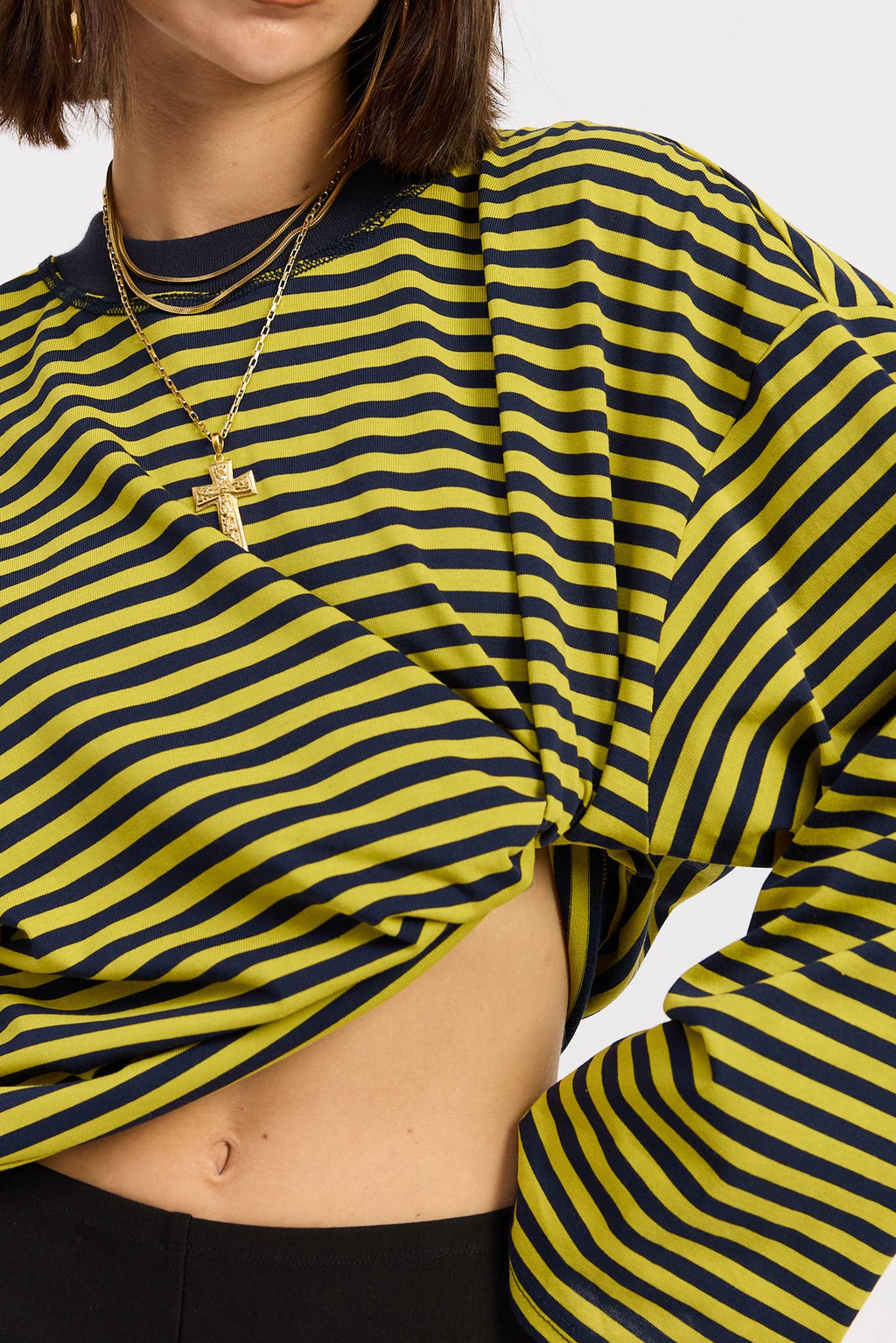 OVERSIZED STRIPED BASIC TOP