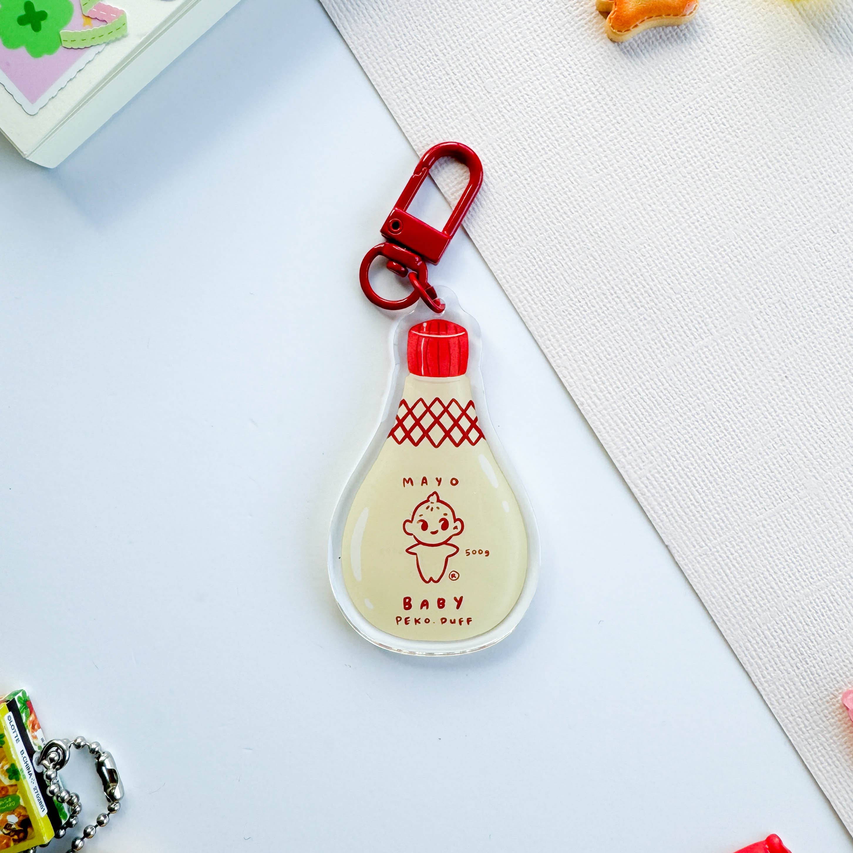 Kewpie Mayo Double-sided Acrylic Keychain with Epoxy